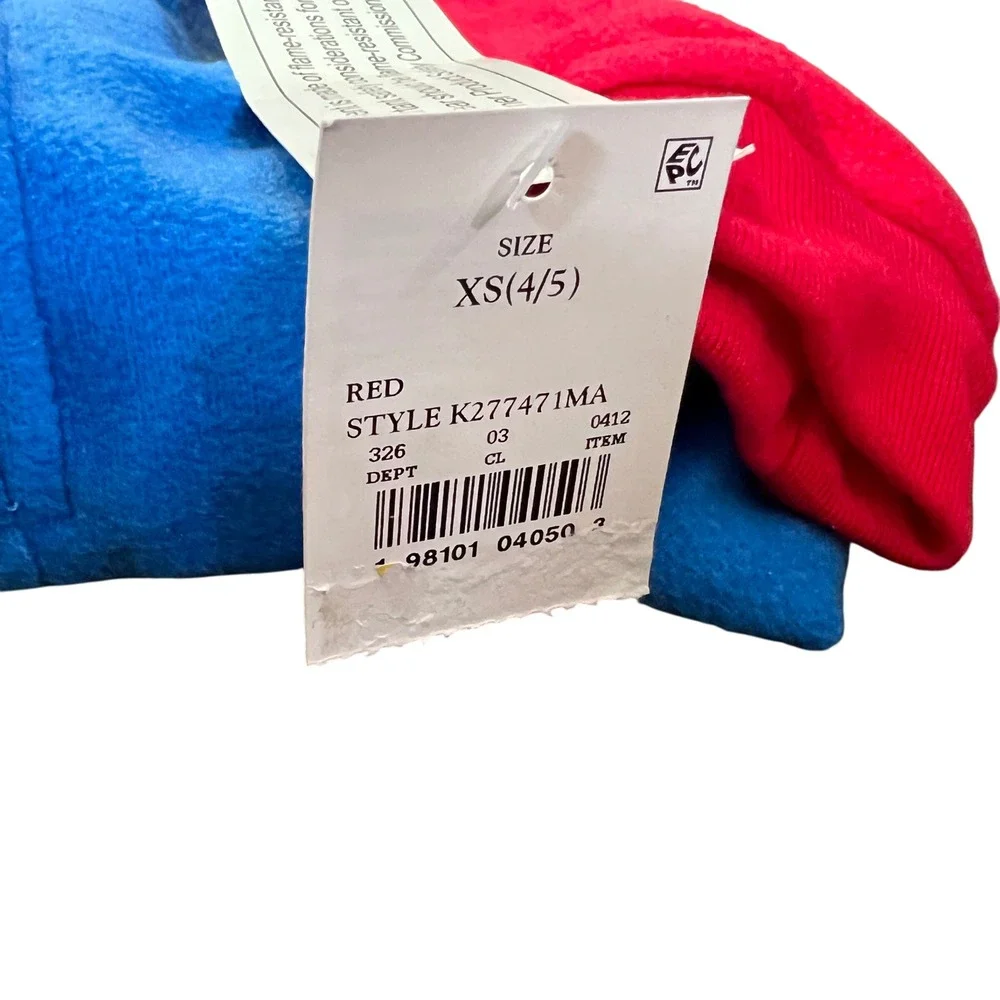Super‎ Mario Bros Kids Halloween Costume Hoodie XS (4/5) Red Blue Fleece Cosplay